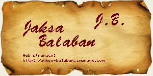 Jakša Balaban vizit kartica